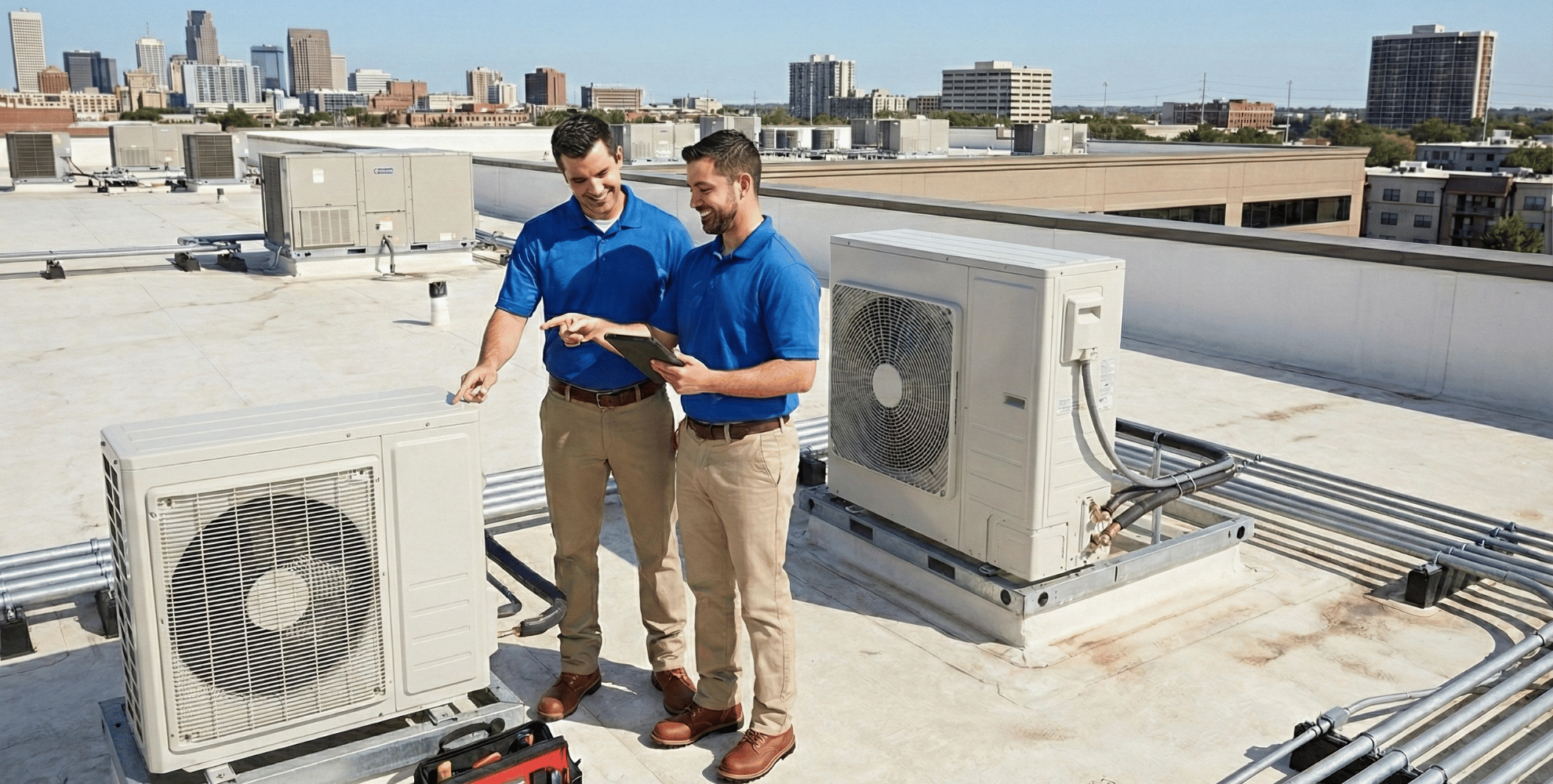 Bleuwave Technician on Commercial Roof